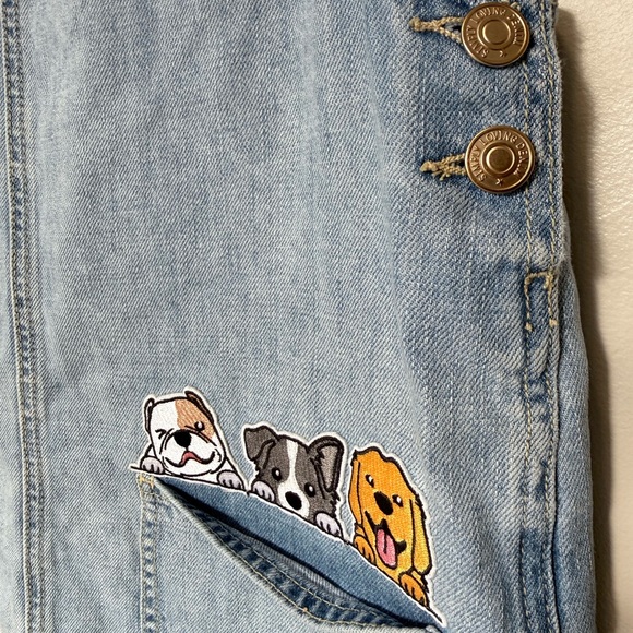 Denim Overall Dress with Animal Pockets - Picture 2 of 5